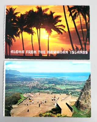 Vintage Postcard-Nuuanu  Pali Outlook, Oahu, Hawaii and Sunset -Posted 1950's - Image 1 of 2