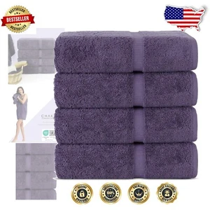 Hotel Quality 100% Cotton Turkish Towels - Soft & Absorbent 4-Piece Set in Plum - Picture 1 of 8