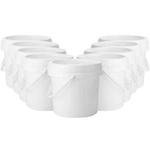 10 Pack White Plastic Bucket with Handle and Lid Food Storage Bucket Containe... - Picture 1 of 7