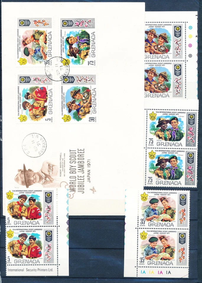 XE55615 Grenada 1971 with MNH pairs jamboree scouting FDC used - Image 1 of 1