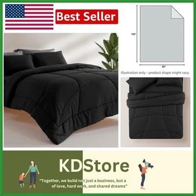King Size Reversible Microfiber Comforter All Season Down Alternative Quilted... - Image 1 of 4
