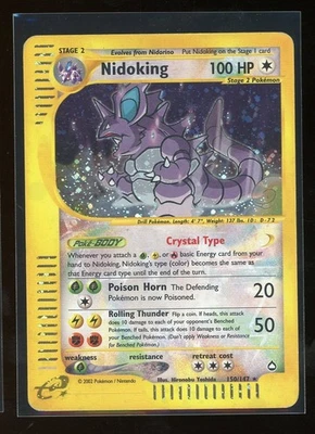 2003 Aquapolis Nidoking Holo Foil Rare Crystal 150/147 Secret Rare Pokemon WOTC - Image 1 of 2