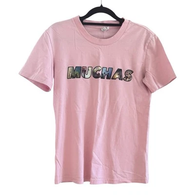 & Other Stories “Muchas” Logo 100% Cotton Jersey T-Shirt Pink Size EU 38 (UK 10) - Image 1 of 4