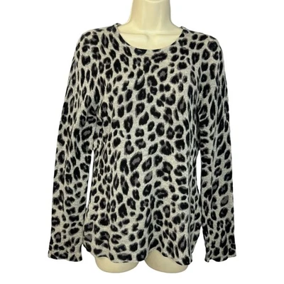 Suéter Charter Club Cashmere Gris Negro Estampado Animal Pullover Suave Mediano  Foto 1 de 4