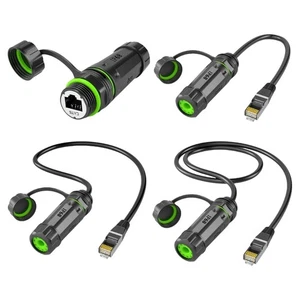 Outdoor IP68 Waterproof RJ45 Coupler Connectors Highly Speed Data Transfer PA66 - Photo 1/12