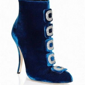 Manolo Blahnik Blue US Shoe Size 38.5 Ankle Boots - Picture 1 of 5