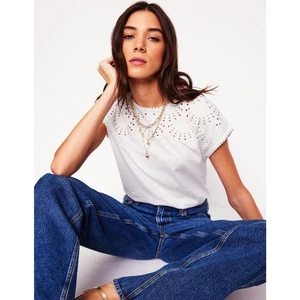 NWT Boden Anya Broderie T-shirt White Eyelet Size 2 (Small) - Picture 1 of 7