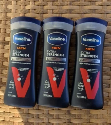 3 PACK Vaseline Men Healing Moisture Extra Strength Body and Face Lotion 10 Oz  - Image 1 of 3