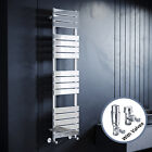 Chrome Towel Radiator Flat Panel Bathroom Heater Rad 400 x 1600mm With TRV Valve
