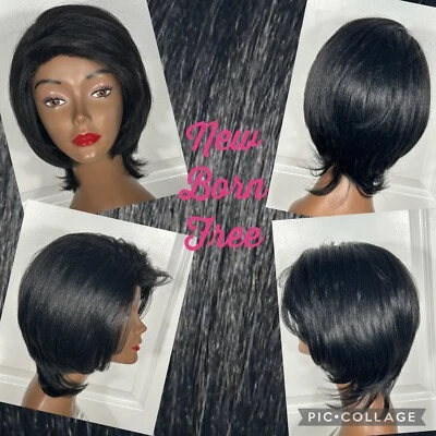 Peluca sintética recién nacida libre CINDY negra talla media longitud nunca usada B-9 Foto 1 de 4