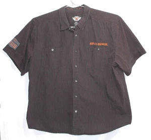 Harley Davidson Pre-Luxe Striped Button Up Mechanic Garage Biker Shirt Mens 3XL - Picture 1 of 6