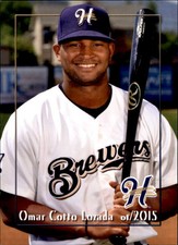 2015 Helena Brewers Grandstand #6 Omar Cotto Lozada San Juan Puerto Rico PR Card