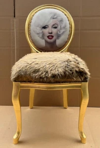 Casa Padrino Luxus Barock Esszimmer Stuhl Marilyn Monroe Felloptik Gold Möbel - Bild 1 von 3