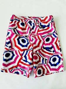 Lands' End Boys Sz XL 14-16 "Bright Magenta" Beach Umbrella Print Swim Trunks - Picture 1 of 5