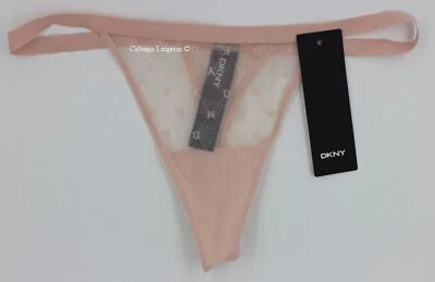 NUEVO CON ETIQUETAS DKNY DK5029 "Monograma" Tanga de Malla Ligera de Tiro Bajo, Rosa (I637K) Foto 1 de 4