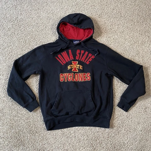 IOWA STATE CYCLONES Pullover Black Hooded Sweatshirt Hoodie Men's Size Large Cover