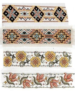 Sunflower Cacti Native American Borders  Cross Stitch Charts 26 Stitches Wide - Picture 1 of 1