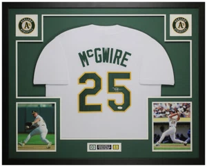 Mark McGwire Autographed & Framed White Oakland Jersey Auto JSA COA - Picture 1 of 5