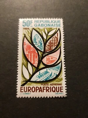 Sello Gabón Europa África Correo Aéreo Pa N°48 Nuevo ** Mnh 1966 Foto 1 de 2