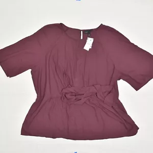 NEW Lane Bryant Women Blouse Crew Neck Short Sleeve Polyester Red Plus Size 24 - Picture 1 of 8