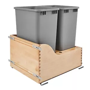 Rev-A-Shelf 4WCSC-2150DM-2 Double 50-Quart Bottom Mount Pullout Waste Container - Picture 1 of 9