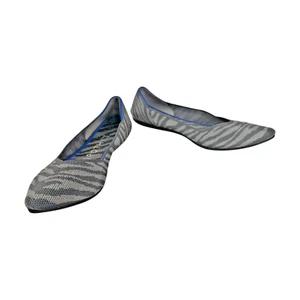 ROTHY'S Flats Womens 7 Gray Zebra Ballet Flats The Point Flat Retired Slip On - Picture 1 of 16