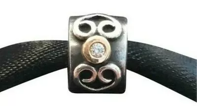 PANDORA | 14K GOLD SILVER DOUBLE HEART DIAMOND CLIP CHARM *NEW* 790382D RARE USA - Image 1 of 4