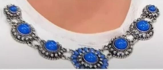 Collar Magnético Elegante Radiante Lapislázuli Tono Plateado 8" Foto 1 de 2