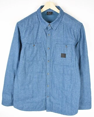 Oakley Jacket Men Large Wool Blend Lined Polo Shirt Pattern Mix Blue - Image 1 of 4