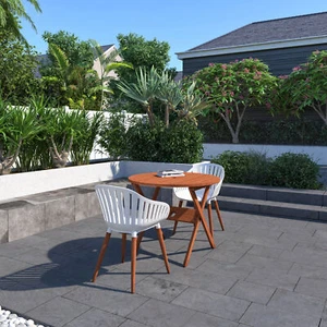 Amazonia Durbuy 3-Piece Outdoor Dining Set | Eucalyptus | White Chairs - Picture 1 of 11