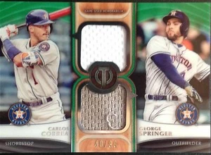 CARLOS CORREA GEORGE SPRINGER**COME NUOVO #/99 DOPPIA RELIQUIA**2018 TOPPS TRIBUTE - Foto 1 di 4