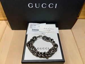 New&Authentic GUCCI 925 Sterling Silver Gourmette Chain Bracelet Sz19 made ITALY - Picture 1 of 12
