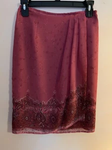 Worthington Women’s Vintage Raspberry Paisley Skirt, Size 6Petite - Picture 1 of 6