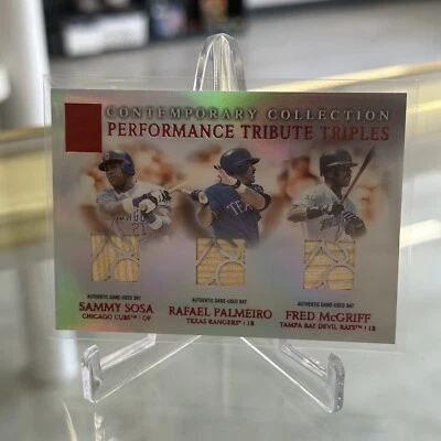 2003 Tribute Contemporary Collection Sammy Sosa Rafael Palmeiro Fred McGriff /50 - Image 1 of 4