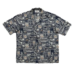 Camisa Pacific Legend Hawaiian Aloha Estampado Geométrico de Peces Algodón Abotonado Talla 3 - Imagen 1 de 6