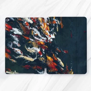 Koi Fish Japan Oil Painting Case For iPad 10.2 Air 3 4 5 Pro 9.7 11 12.9 Mini - Picture 1 of 6