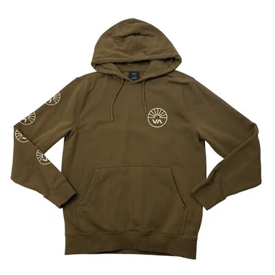 RVCA Sweatshirt Mens S Small Moss Green Progress Pullover Hoodie Fleece Lined - Image 1 of 4