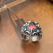 Reteo Open LARGE Ring for Men Women Solid 925 Sterling Silver Red agate Jewelry