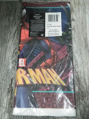 AMSCAM Hombre Araña Telaraña Telaraña Niño Maravilla Fiesta de Cumpleaños PLÁSTICO (54"X96"") Foto 1 de 4