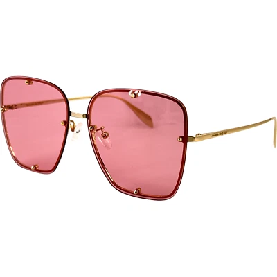 Alexander McQueen AM0364S Womens Metal Sunglass 003 Gold Pink 63-14 - Image 1 of 4