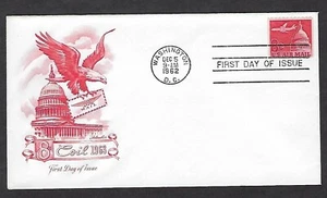 C65 Artmaster FDC, Coil Single, 8-cent Airmail, Plane over Capitol - Picture 1 of 1