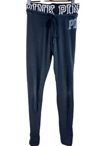 Victoria's Secret PINK Yoga Black Lace Up Ankle Leggings Sequin Logo Size XS - Picture 1 of 9