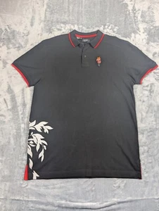 Akoo Blumen bestickt Fuchs Polo Herren schwarz und rot Akzent Gr. 2XL - Bild 1 von 9