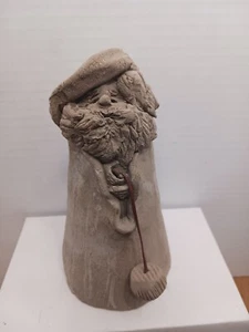 E. Skofield Arte Popular Arcilla Marrón Cerámica Doble Clapper Campana Hombre Barbudo Sin Esmaltar - Imagen 1 de 5