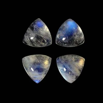 11MM-15MM NATURAL BLUE FLASHY RAINBOW MOONSTONE TRILLION SHAPE FLATBACK CABOCHON - Image 1 of 4