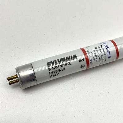 (4-Pack) Sylvania F8T5/WW Shatter Resistant Safety Coated Lamp 8W 12" Light Bulb - Image 1 of 4