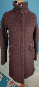 MANGO Wollwalk Mantel Raglan dklrot schwarz gefüttert Reißverschluss XS 34 S 36 - Bild 1 von 10