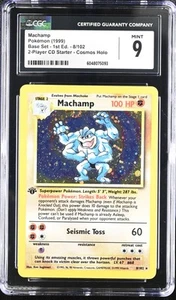CGC 9 MINT Machamp 1999 Base Set 1st Edition 8/102 Cosmos Holo Pokemon Card psa - Picture 1 of 2