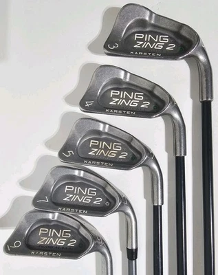 Ping Zing 2 Irons Green Dot 3 4 5 7 9 Graphite Karsten 101 Right Hand Golf Clubs - Image 1 of 4