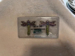2 Dragonfly Bright Decorative Wall Hook Hangers 3” X 2 .75” - Picture 1 of 6